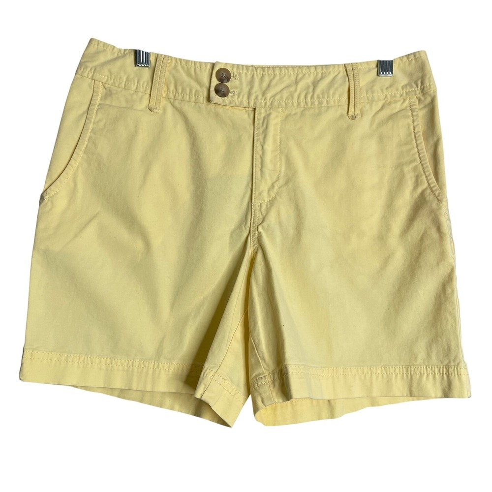 Eddie Bauer Chino Shorts Womens 10 Yellow Preppy Classic Outdoors‎ Gorpcore